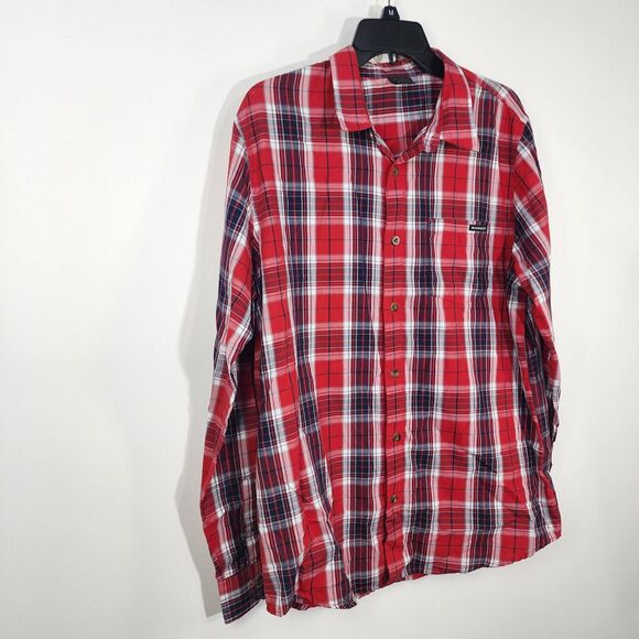 Oakley Mens Shirt Size Large Red Plaid Button Up Long Sleeve Chase Woven Casual - Picture 4 of 12